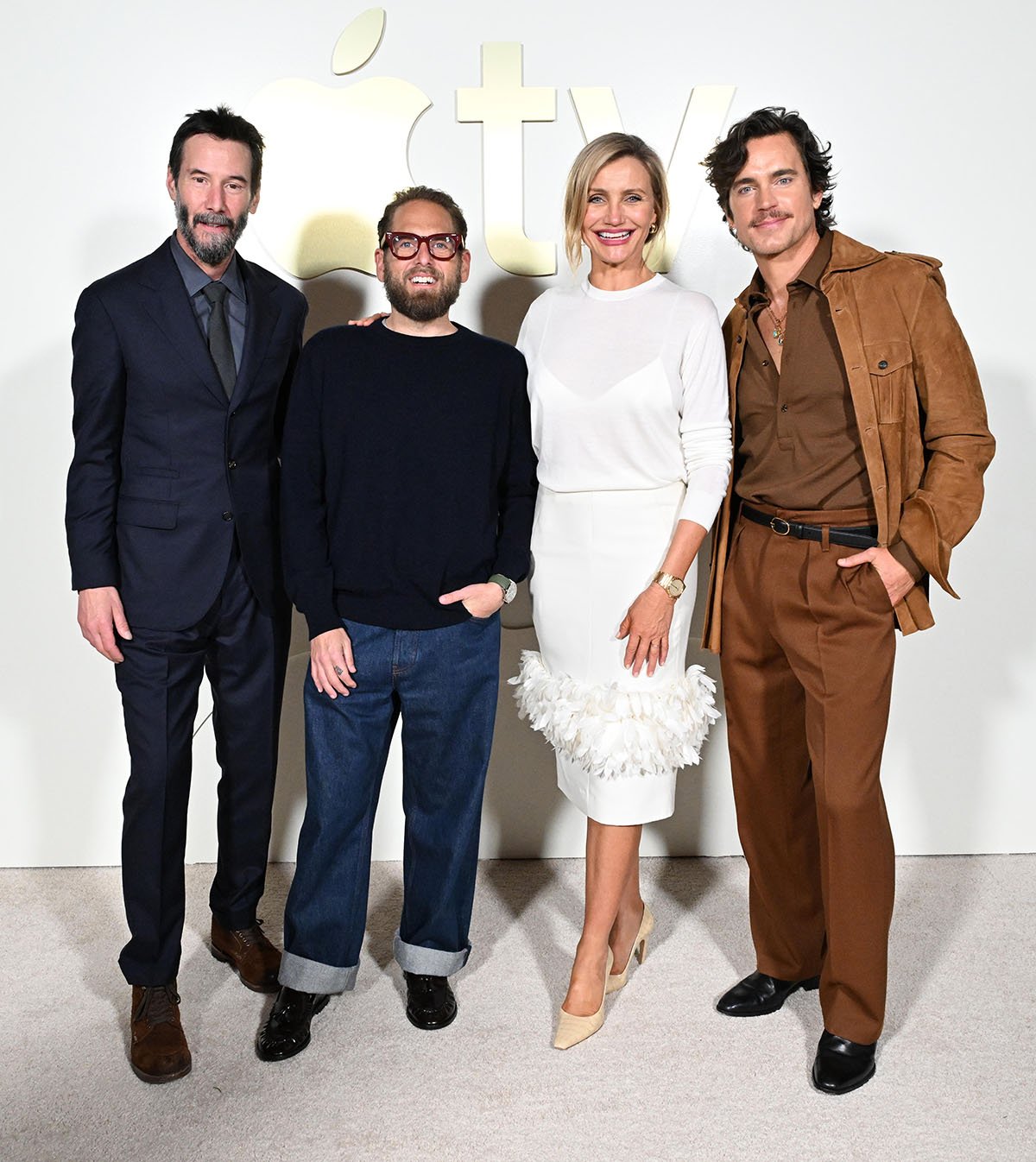 Cameron Diaz Wore Toteme & Matt Bomer Wore Giuliva Heritage To The Apple TV Press Day For ‘Outcome’