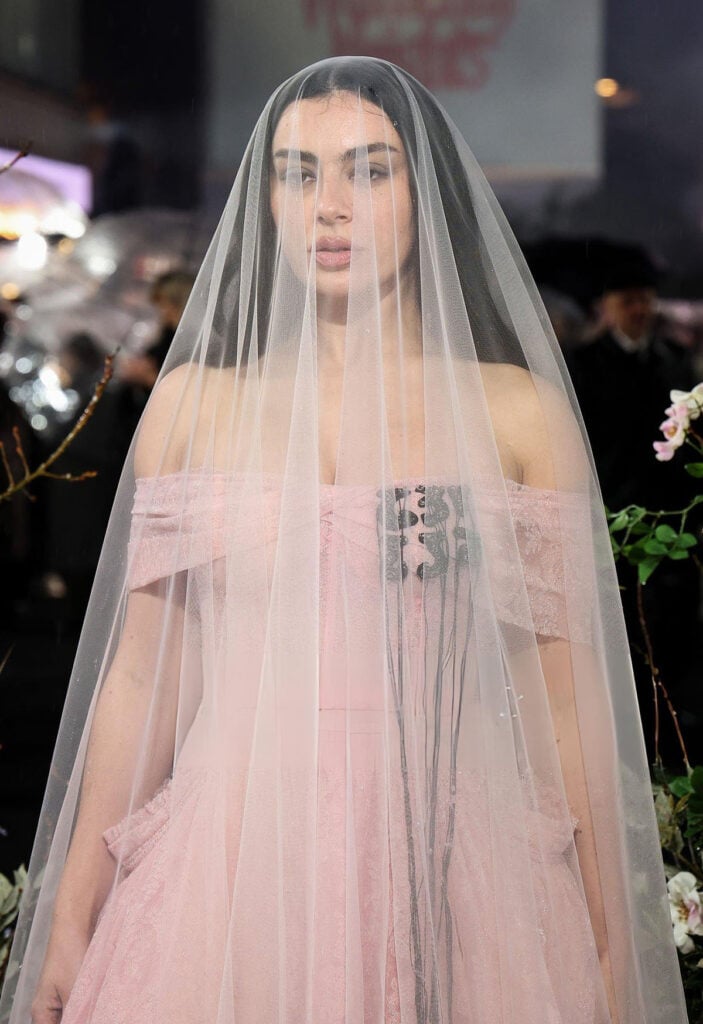 Charli XCX, Wuthering Heights London premiere, Odeon Luxe Leicester Square, Erdem Pre-Fall 2026, bespoke Erdem gown, Wuthering Heights soundtrack, Charli XCX Erdem look, London film premiere fashion, Wuthering Heights cast premiere, Erdem jet crystal embroidery