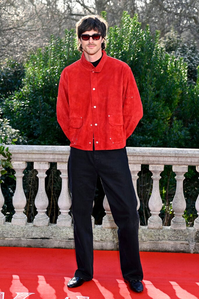 Jacob Elordi attends the "Wuthering Heights" Photocall , Jacob Elordi, Wuthering Heights London photocall, Spencer House photocall, Jacob Elordi press tour style, Bode Spring 2026, Bode welder jacket, Wuthering Heights cast London, menswear photocall fashion, London premiere press events