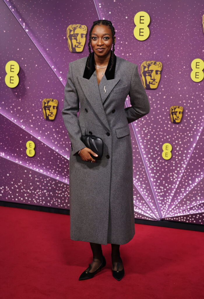 Little Simz aka Simbi Ajikawo attends the 2026 EE BAFTA Film Awards, Jonathan Anderson, Dior, 2026 BAFTA Film Awards, BAFTAs red carpet, Archie Madekwe, Odessa A'zion, EJAE, Little Simz, Robert Aramayo, Leonardo DiCaprio, Dior tailoring, Dior lace gown, Dior Pre-Fall 2026, celebrity menswear, red carpet fashion