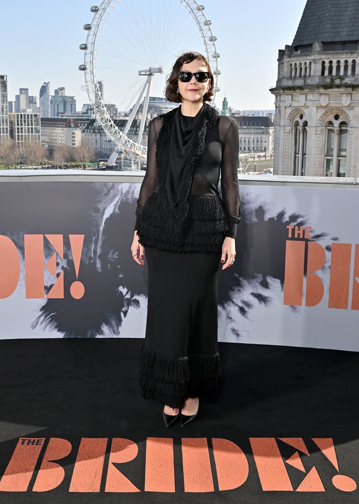 Maggie Gyllenhaal Wore Brandon Maxwell To ‘The Bride!’ London Photocall