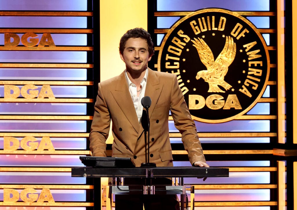Timothée Chalamet speaks onstage during the 78th Annual Directors Guild Of America Awards