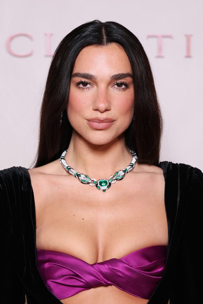 Dua Lipa Bvlgari Eclettica Milan, Dua Lipa red carpet Bvlgari Milan, Bvlgari Eclettica Milan red carpet, Balmain Fall 2026 Dua Lipa Milan, Balmain Bvlgari Eclettica event
