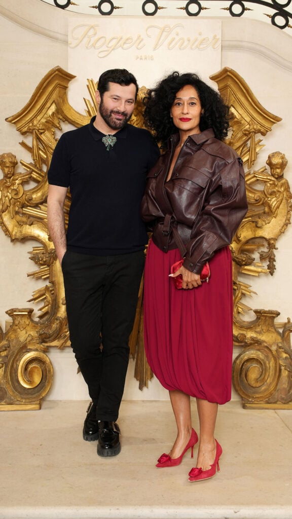 Tracee Ellis Ross Roger Vivier presentation, Tracee Ellis Ross Paris Fashion Week Roger Vivier, Tracee Ellis Ross Roger Vivier show appearance, Roger Vivier Autumn Winter 2026 2027 presentation, Roger Vivier Paris Fashion Week event, Tracee Ellis Ross Magda Butrym Pre-Fall 2026, Magda Butrym Roger Vivier presentation