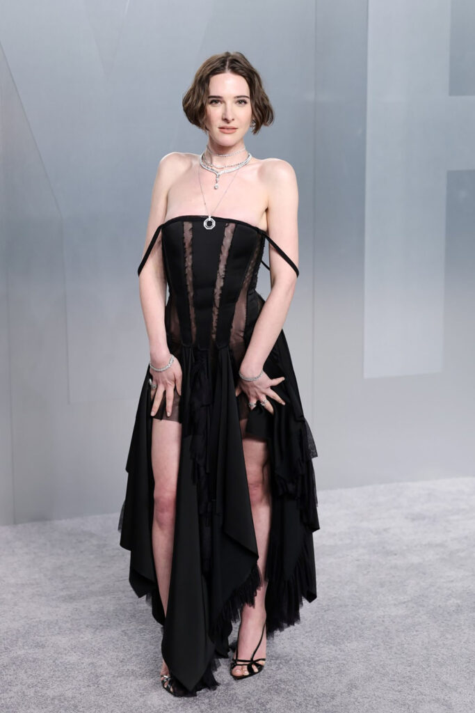 Hari Nef Vanity Fair Oscar Party 2026 Ann Demeulemeester dress, Hari Nef black avant garde gown Vanity Fair Oscar Party red carpet, Ann Demeulemeester Vanity Fair Oscar Party Hari Nef look