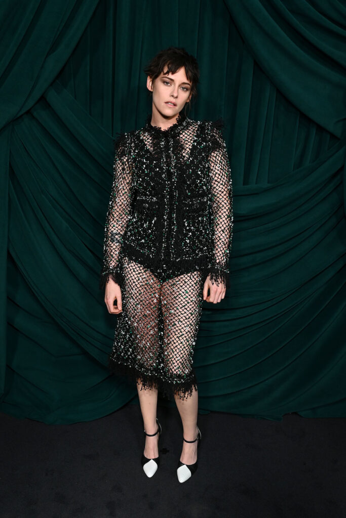 Kristen Stewart, wearing CHANEL, attends the CHANEL and Charles Finch Annual Pre-Oscar Dinner
