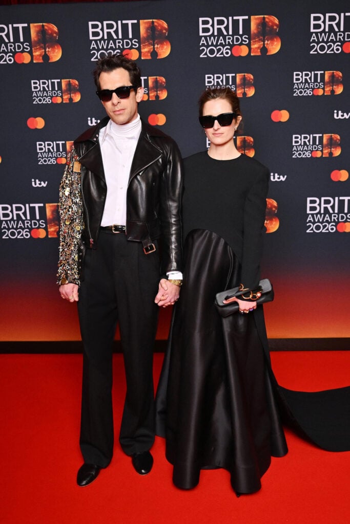 Mark Ronson Celine BRIT Awards, Grace Gummer Celine BRIT Awards, Mark Ronson BRIT Awards 2026, Grace Gummer red carpet look, Celine eveningwear 2026, celebrity couple red carpet style