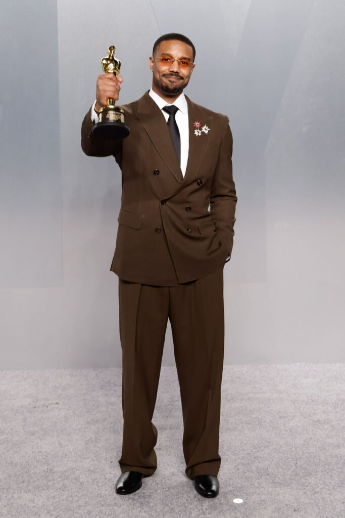 Michael B. Jordan Vanity Fair Oscar Party, Michael B. Jordan Vanity Fair Oscar Party 2026 red carpet, Tom Ford by Haider Ackermann Vanity Fair Oscar Party, Tom Ford by Haider Ackermann red carpet Vanity Fair Oscar Party, Michael B. Jordan Tom Ford by Haider Ackermann Vanity Fair Oscar Party