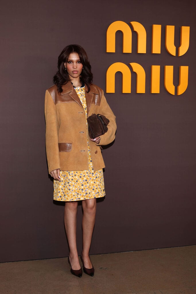 Nara Smith Miu Miu Fall 2026 show, Nara Smith Paris Fashion Week, Nara Smith Miu Miu front row, Miu Miu Fall 2026 show front row, Paris Fashion Week Miu Miu show, Miu Miu Fall 2026 Paris Fashion Week