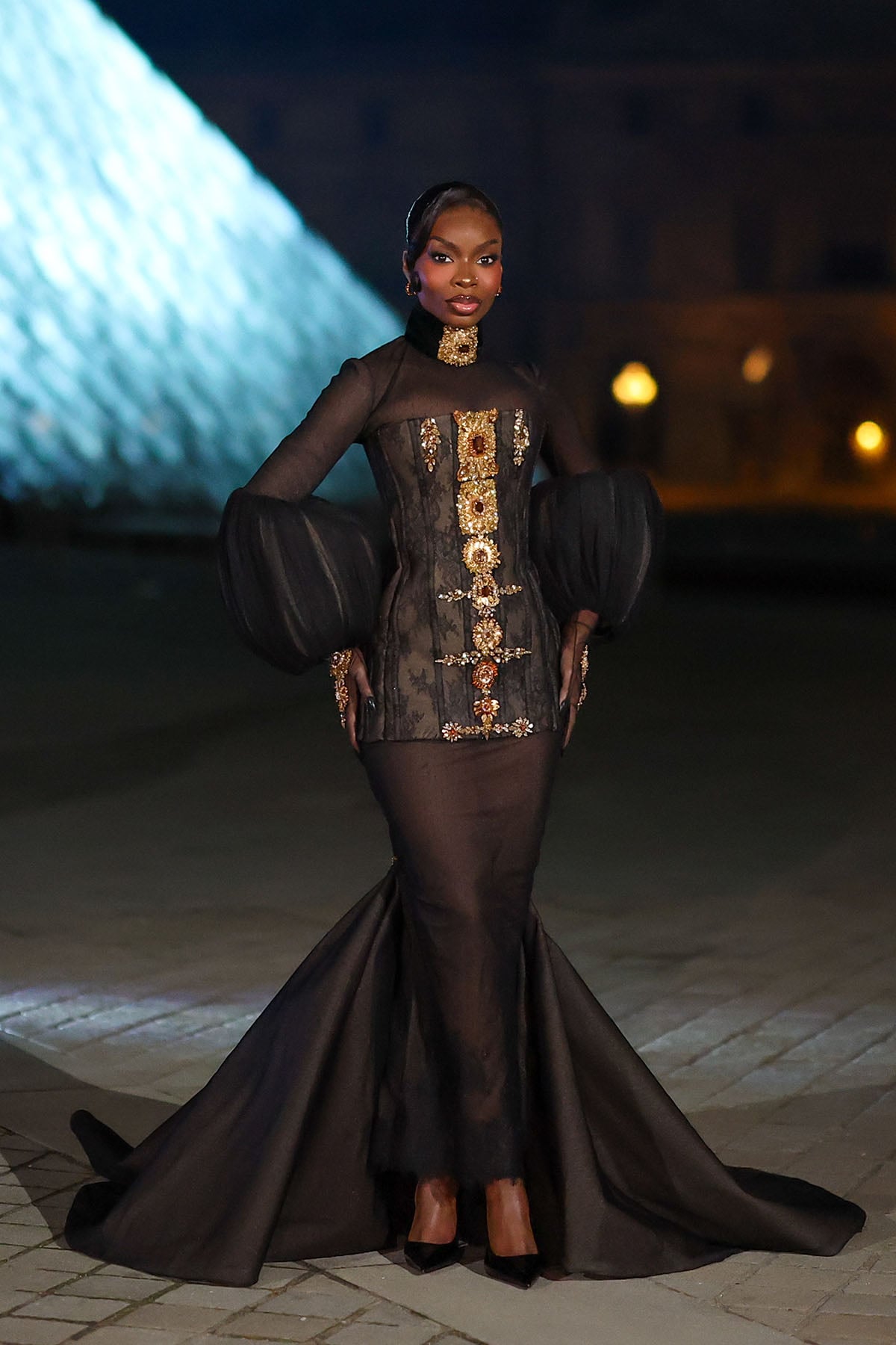 Olandria Carthen Wore Khaled & Marwan Couture To Le Grand Dîner Du Louvre