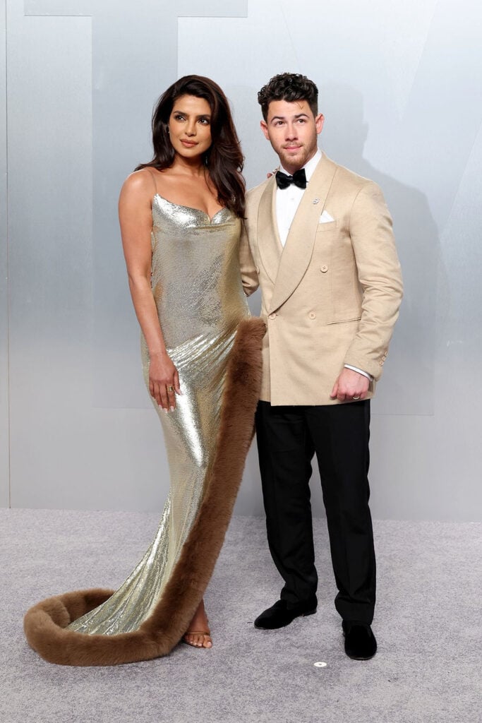 Priyanka Chopra Vanity Fair Oscar Party 2026, Priyanka Chopra Oscars after party red carpet, Stella McCartney Priyanka Chopra Vanity Fair Oscar Party, Stella McCartney Oscars after party red carpet, Priyanka Chopra gold dress Vanity Fair Oscar Party, Vanity Fair Oscar Party 2026 red carpet style
