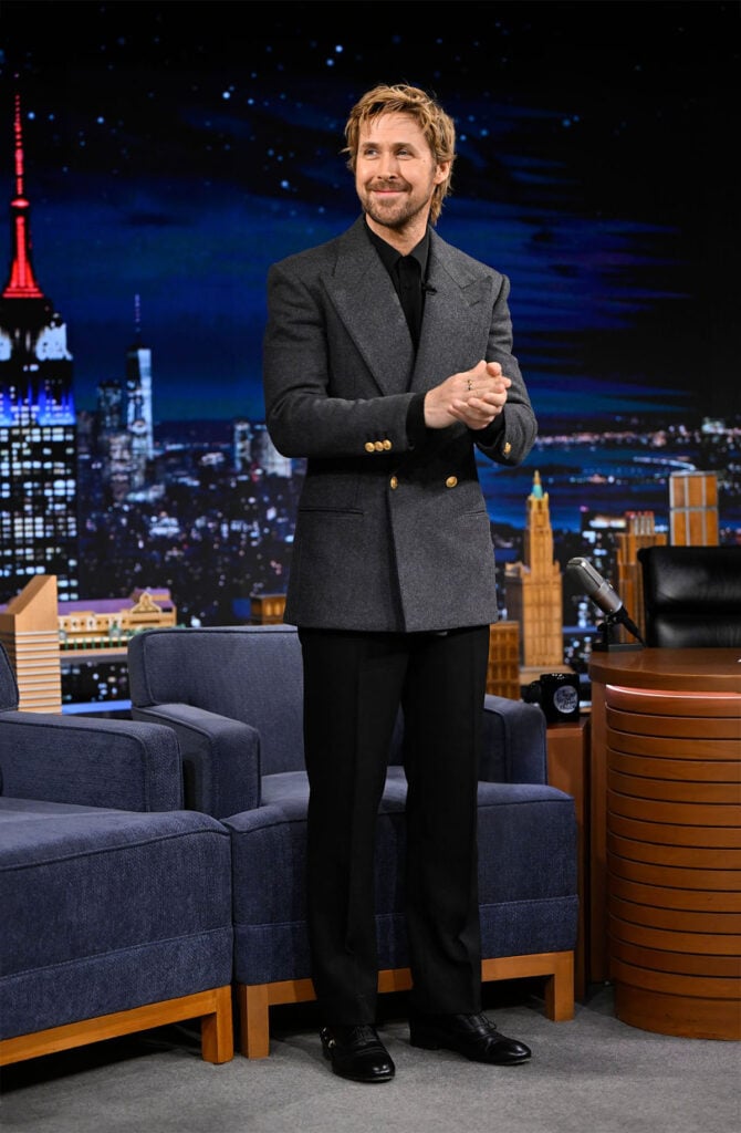 Ryan Gosling Jimmy Fallon appearance, Ryan Gosling Tonight Show Jimmy Fallon, Ryan Gosling Project Hail Mary promotion, Ryan Gosling Tonight Show fashion, Tonight Show starring Jimmy Fallon celebrity style, Tonight Show red carpet style, Gucci Tonight Show Jimmy Fallon, Gucci Ryan Gosling Tonight Show appearance