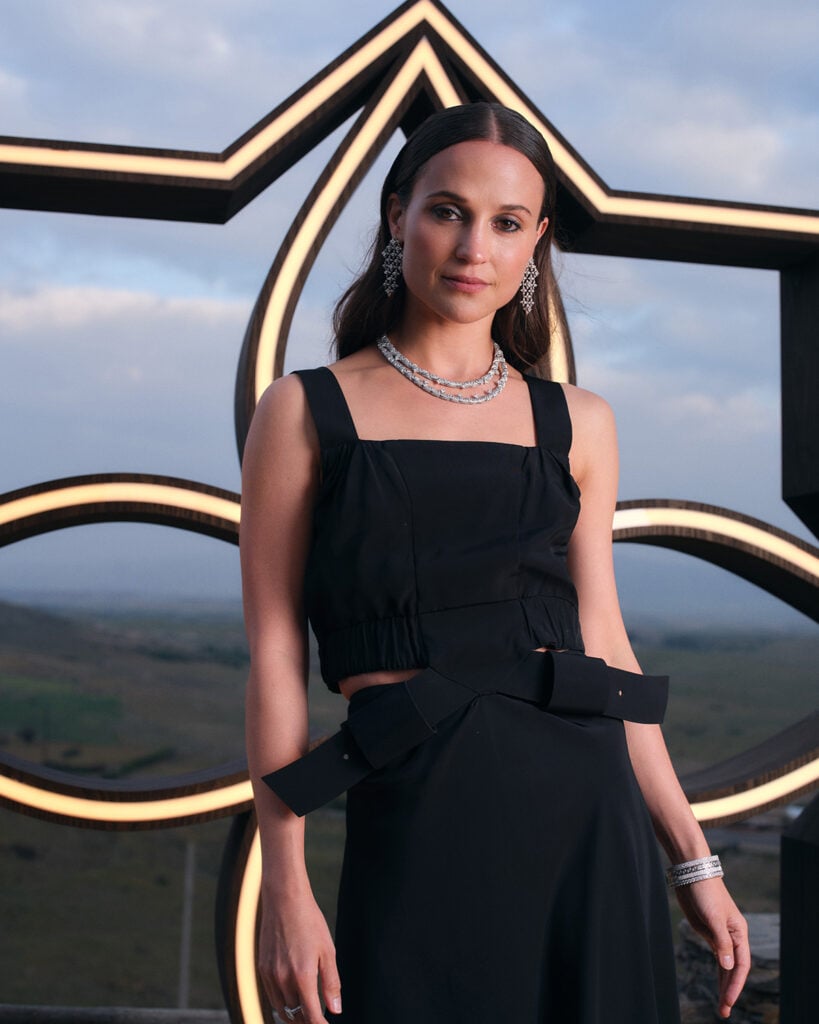 Alicia Vikander Louis Vuitton Mythica event, Alicia Vikander red carpet Marrakesh, Louis Vuitton High Jewelry Vikander, Mythica event style