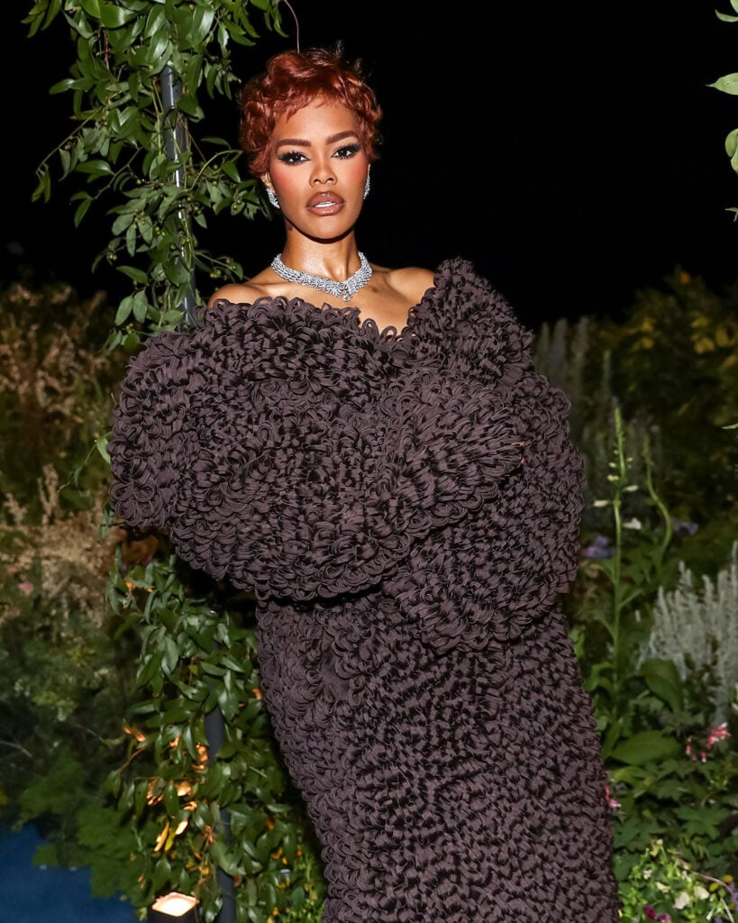 Teyana Taylor Tiffany Blue Book 2026 Hidden Garden, Tiffany & Co Blue Book 2026 New York red carpet, Teyana Taylor Tiffany event style, Calvin Klein Collection Fall 2025 Teyana Taylor, Calvin Klein Tiffany Blue Book event