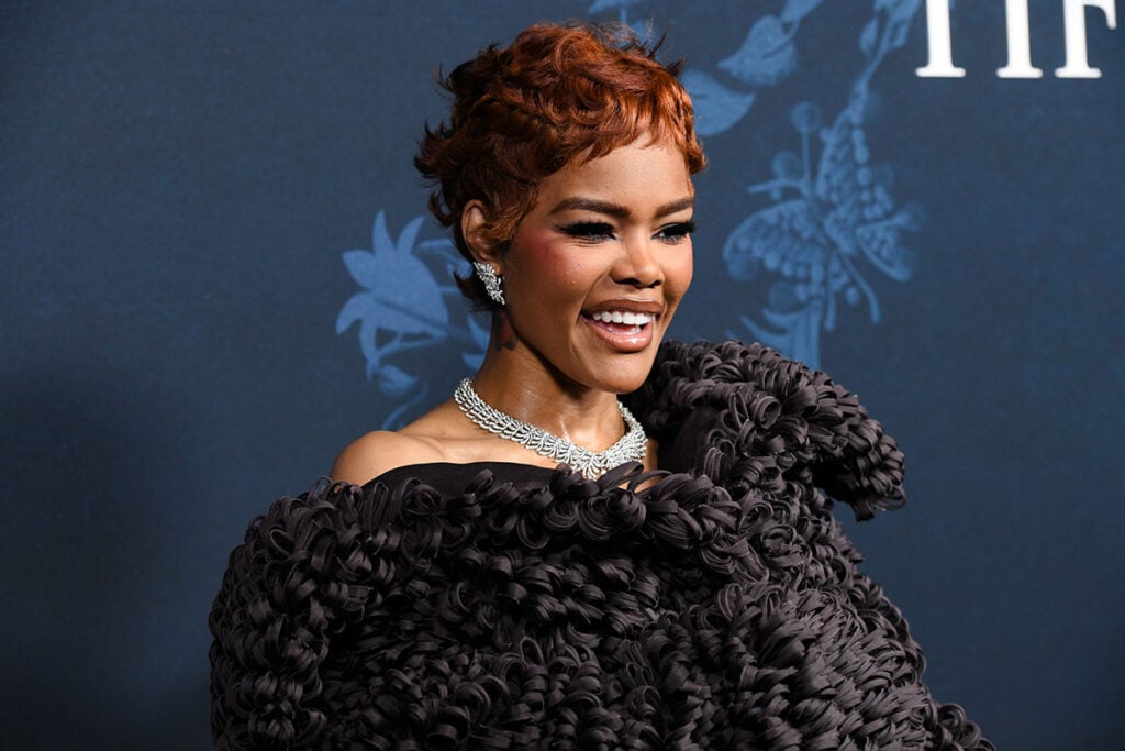 Teyana Taylor Tiffany Blue Book 2026 Hidden Garden, Tiffany & Co Blue Book 2026 New York red carpet, Teyana Taylor Tiffany event style, Calvin Klein Collection Fall 2025 Teyana Taylor, Calvin Klein Tiffany Blue Book event