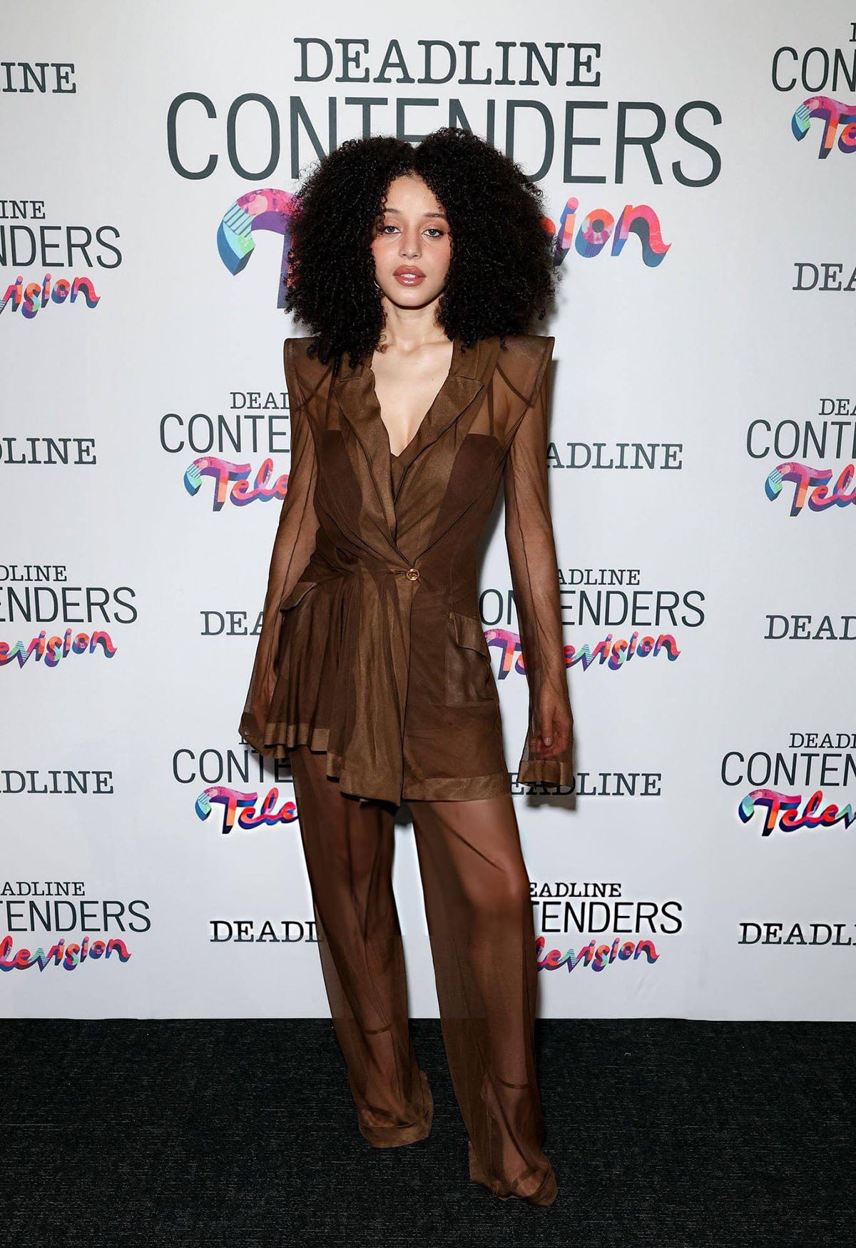 Chase Infiniti In Brown Sheer Schiaparelli At Deadline Contenders