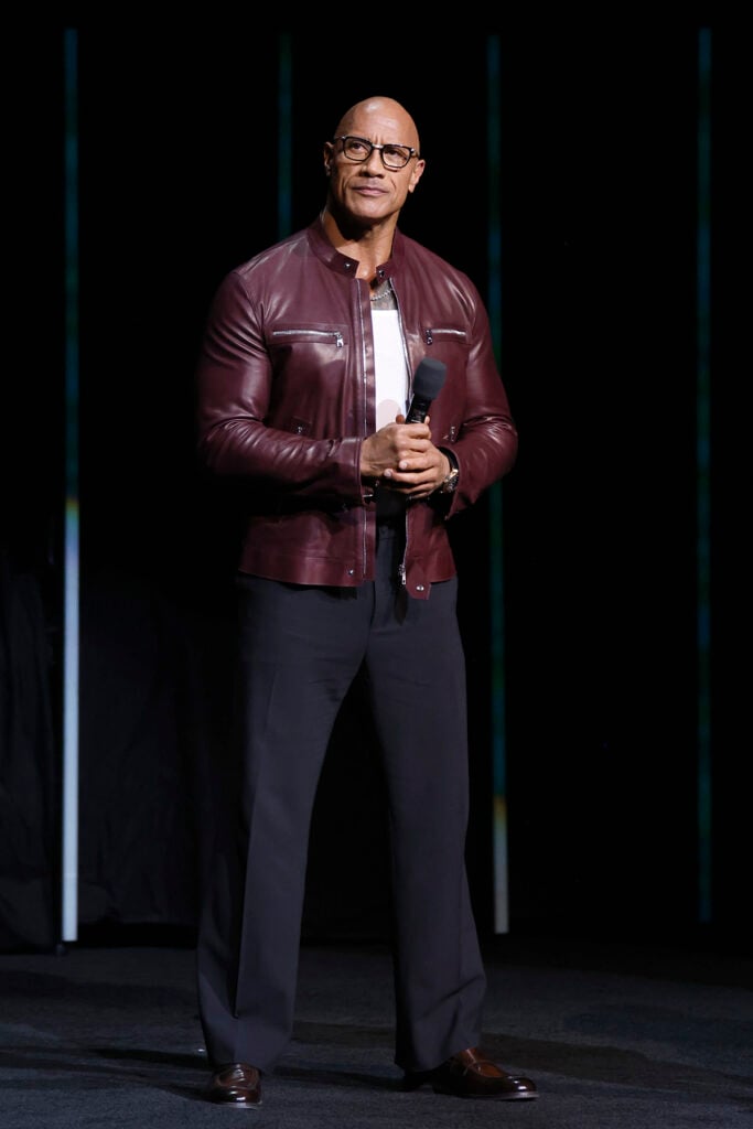 Dwayne Johnson promotes the upcoming film "Jumanji: Open World" at the Sony Pictures Entertainment presentation during CinemaCon