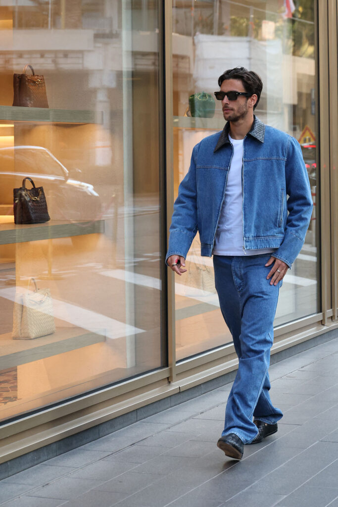 Tennis player Lorenzo Musetti seen shopping at Bottega Veneta, in Monaco