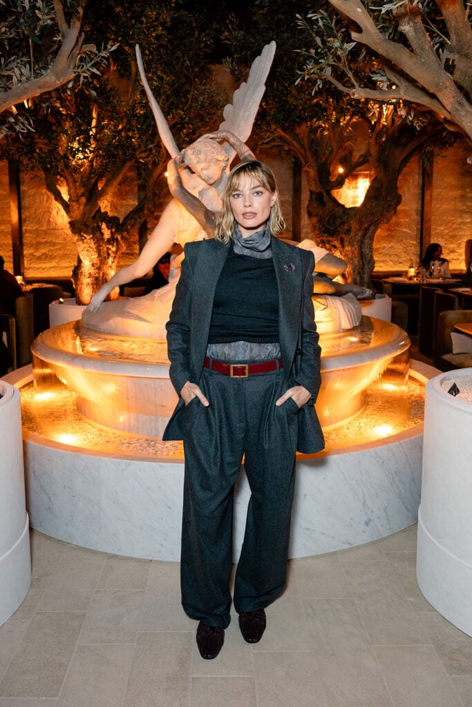 Margot Robbie RH Milan unveiling, Margot Robbie Milan event, RH Milan Gallery unveiling red carpet, Milan event red carpet, Margot Robbie Armani suit Milan, Armani RH Milan unveiling