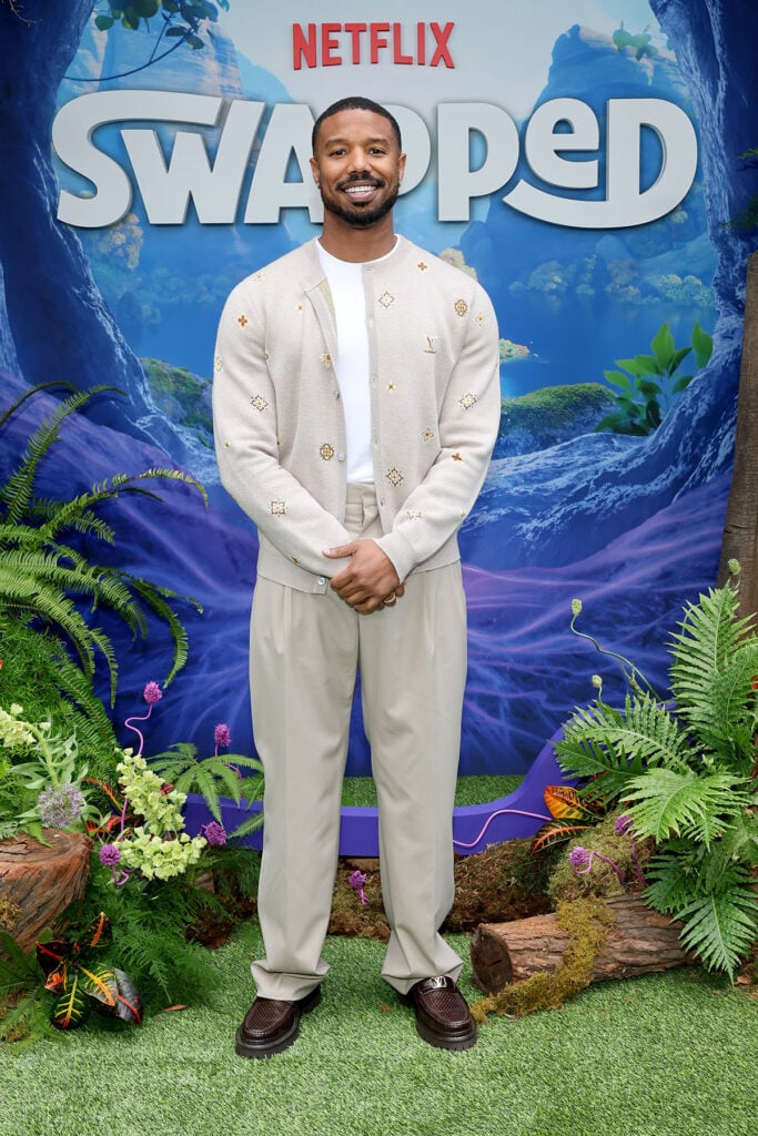 Michael B. Jordan Wore Louis Vuitton To The 'Swapped' LA Premiere, Michael B. Jordan Swapped LA premiere
Swapped LA premiere red carpet
Michael B. Jordan Louis Vuitton cardigan
Louis Vuitton Swapped premiere Michael B Jordan
Netflix Tudum Theater premiere fashion
Michael B Jordan menswear red carpet