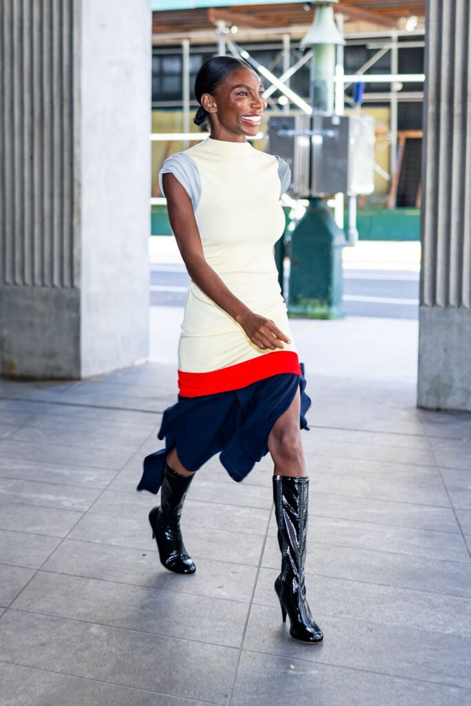 Michaela Coel New York press tour, Michaela Coel Mother Mary style, Michaela Coel The Christopher press tour, Ferragamo Fall 2026 Michaela Coel, Loewe Pre-Fall 2026 Michaela Coel, Celine Michaela Coel street style, Colleen Allen Fall 2026 Michaela Coel, Chanel Pre-Fall 2026 Michaela Coel