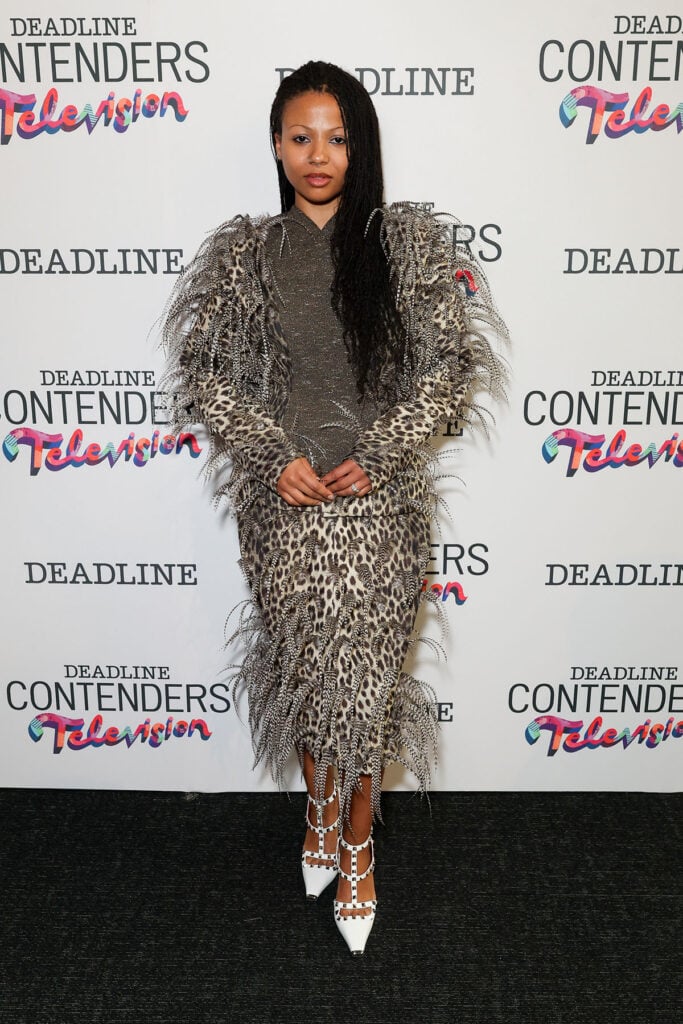 Myha'la Wore Jacquemus To The 2026 Deadline Contenders Television Event, Myha’la Deadline Contenders Television
Deadline Contenders Television red carpet
Myha’la Jacquemus Fall 2026 feathers
Jacquemus feather look Deadline Contenders
Myha’la Industry promo style
Jacquemus Fall 2026 celebrity style