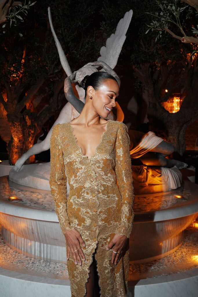 Zoe Saldana RH Milan unveiling, Zoe Saldana Milan event, RH Milan Gallery unveiling red carpet, Milan event red carpet, Zoe Saldana Saint Laurent RH Milan, Saint Laurent RH Milan unveiling Anthony Vaccarello