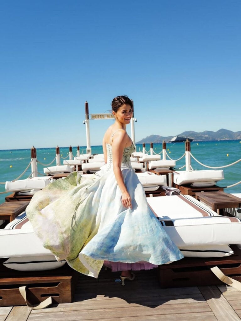 Rear view of Alia Bhatt’s custom Yash Patil gown at the Cannes Film Festival in Cannes, France