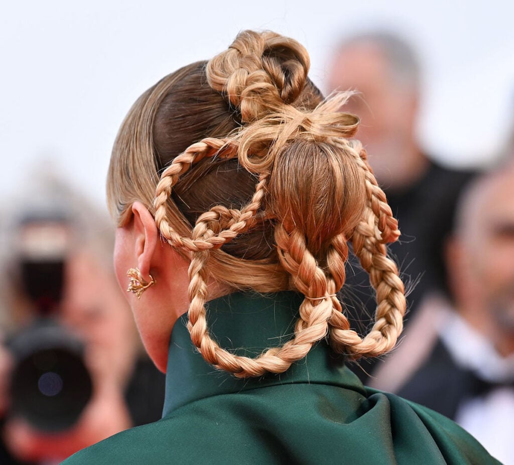 Diane Kruger braided updo at the Fatherland Cannes Film Festival premiere
