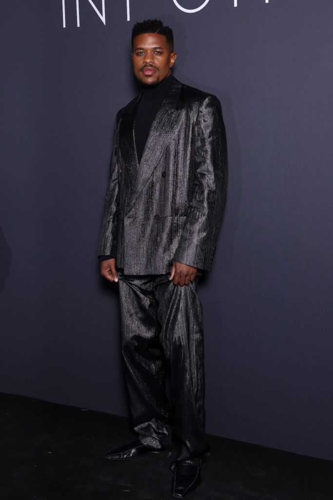 Jeremy Pope wore a dark brown glitter-jacquard Gucci suit to Kering’s Women In Motion dinner during Cannes Film Festival.