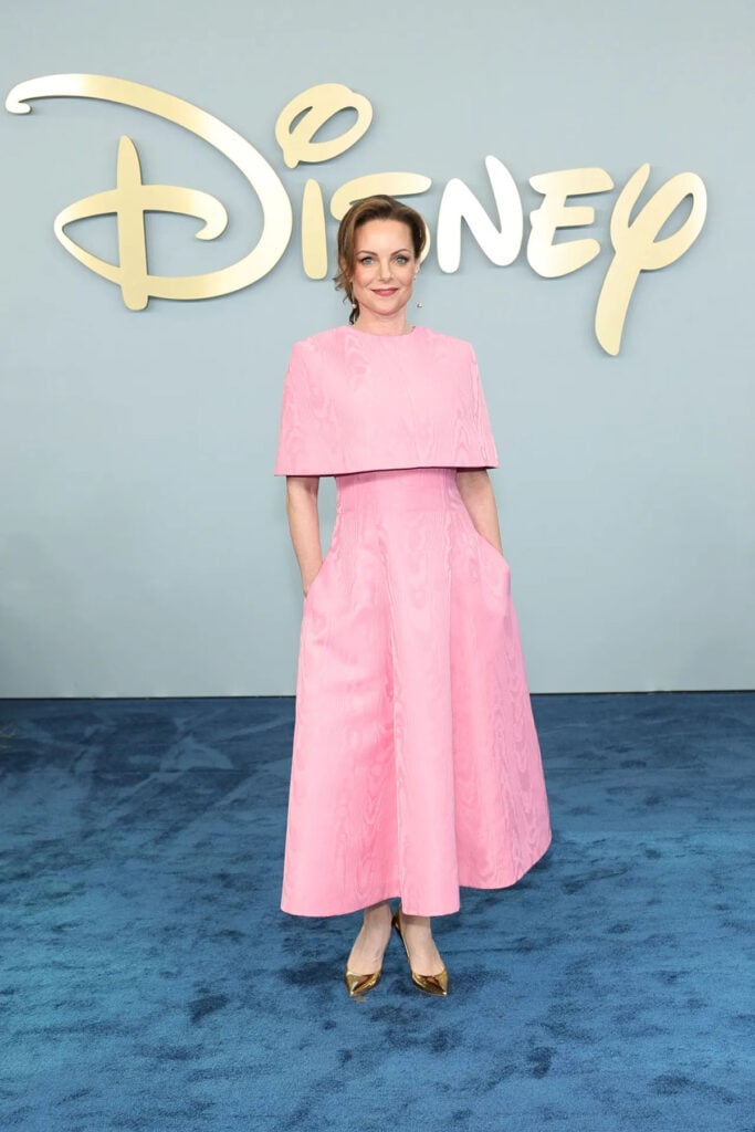 Kimberly Williams-Paisley wearing Emilia Wickstead at the 2026 Disney Upfront
