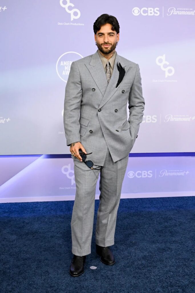 Maluma in Boss Fall 2026 at the 2026 American Music Awards red carpet
