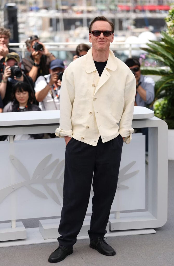 Michael Fassbender attended the Hope photocall during the Cannes Film Festival wearing Louis Vuitton tailoring.