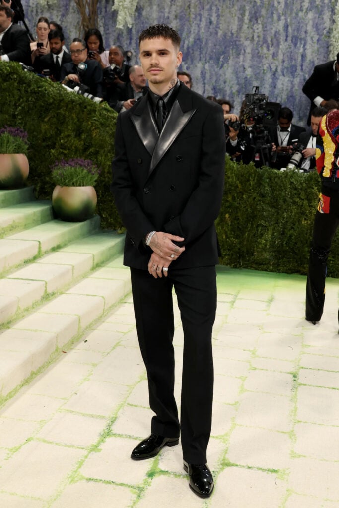 Romeo Beckham wearing Burberry tailoring inspired by Robert Mapplethorpe at the 2026 Met Gala