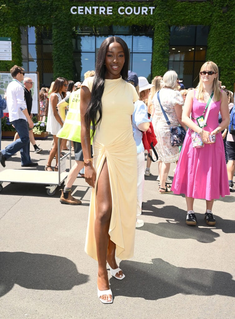 AJ Odudu attends Wimbledon 2026 in AYM Studios.