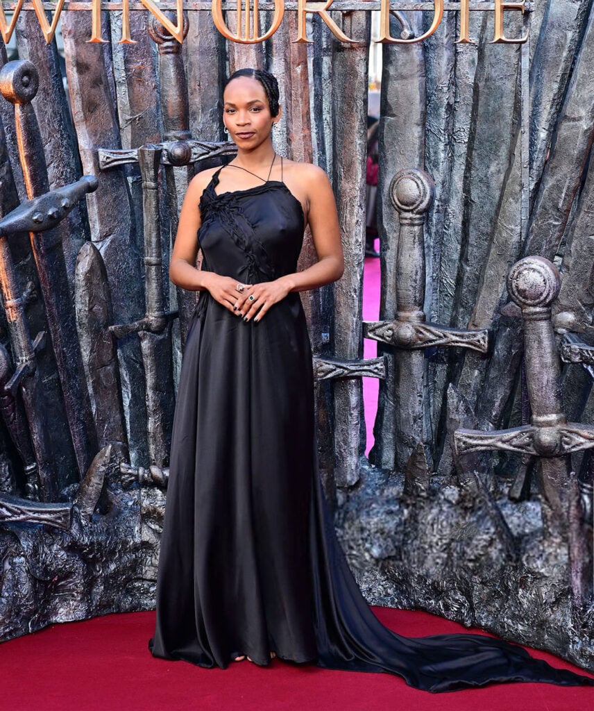 Bethany Antonia wearing Tuuli Turunen and TASAKI jewels at the House of the Dragon Season 3 premiere in London