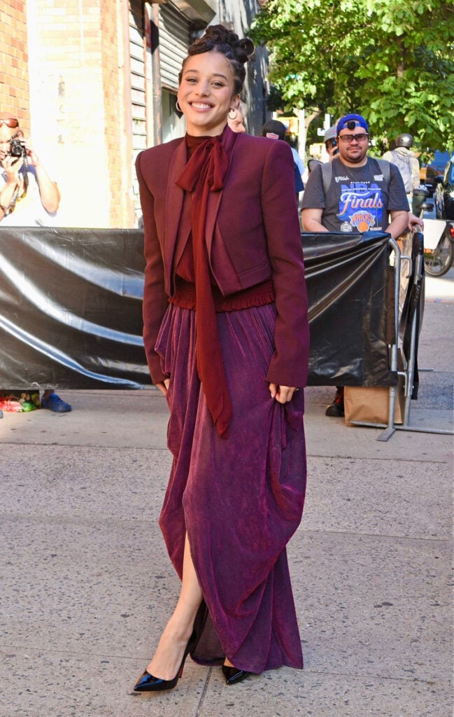 Chase Infiniti goes autumnal in Oude Waag for The Daily Show in New York City.