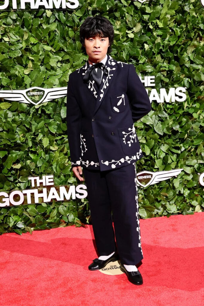 Dallas Liu wearing Bode tailoring at the 2026 Gotham Awards in New York City