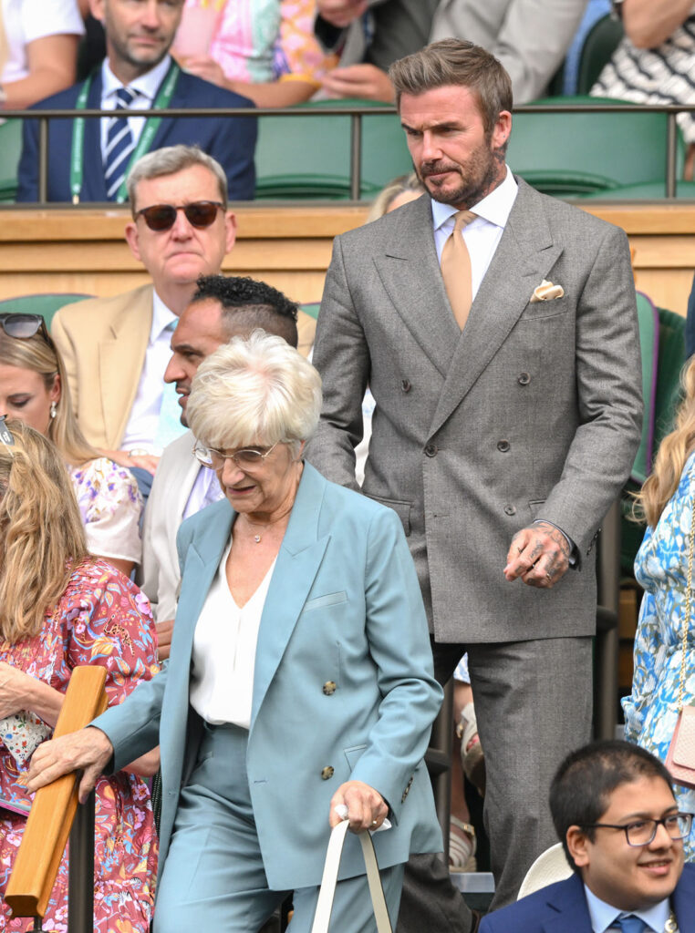 David Beckham attends Wimbledon 2026 with his mother, Sandra Beckham.