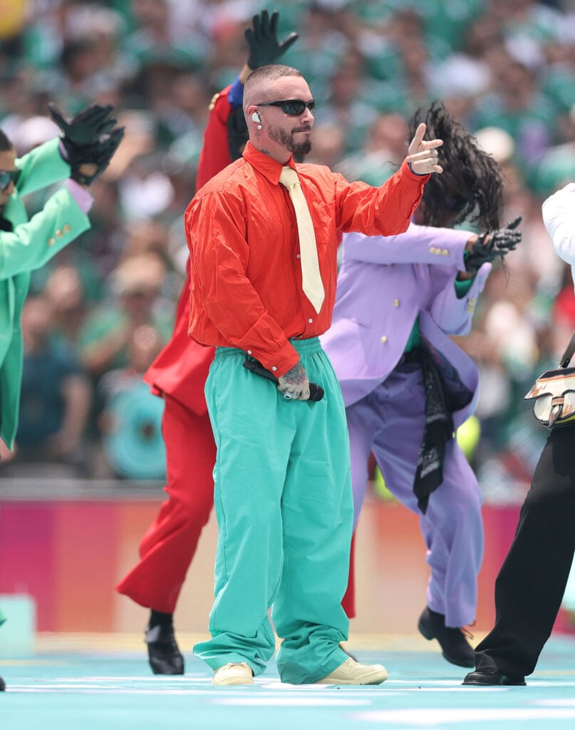 J Balvin wearing Willy Chavarria while performing at the FIFA World Cup 2026 opening ceremony in Mexico