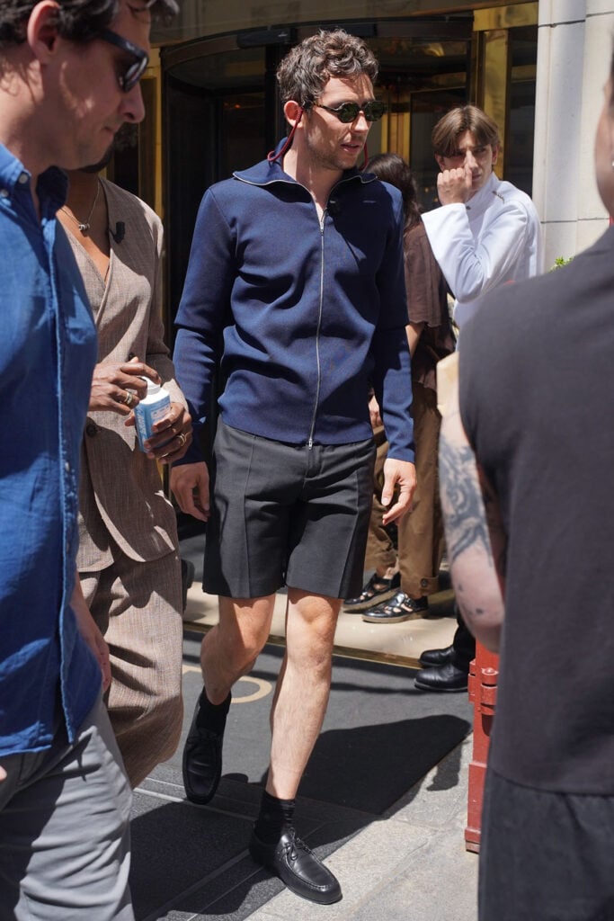 Josh O'Connor wears Jil Sander by Simone Bellotti outside TV Channel Plus studios.