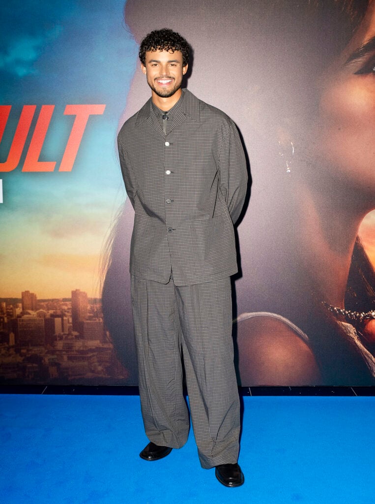 Matthew Broome wearing Calvin Klein Collection Spring 2026 at the Your Fault: London premiere
