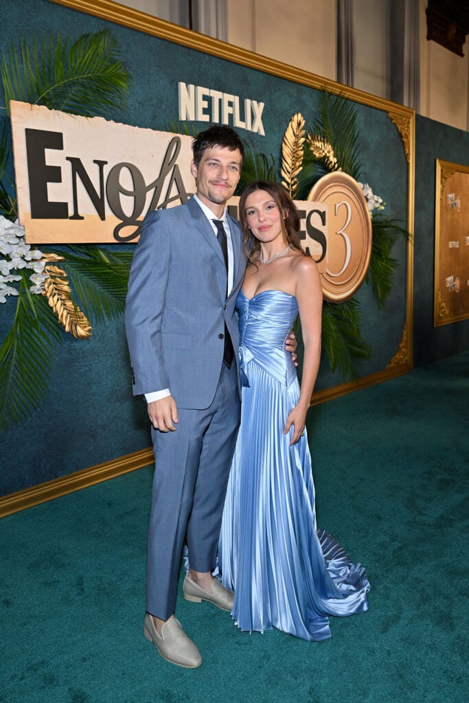 Jake Bongiovi and Millie Bobby Brown attend the Enola Holmes 3 NY Premiere 