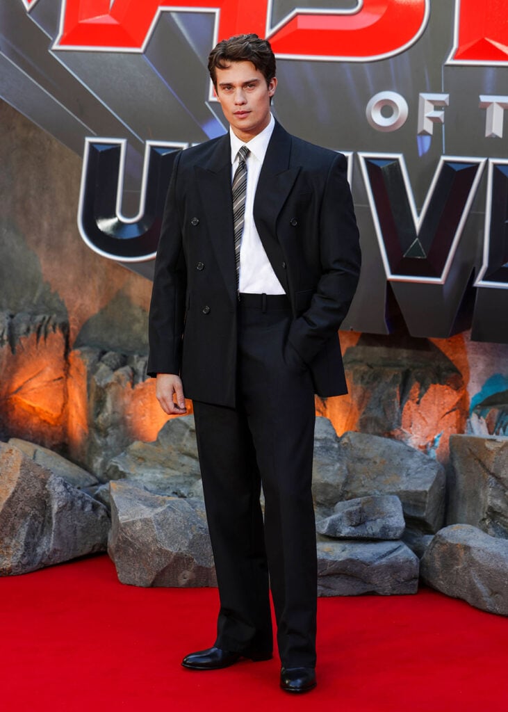 Nicholas Galitzine wears Saint Laurent by Anthony Vaccarello at the Masters Of The Universe London premiere.
