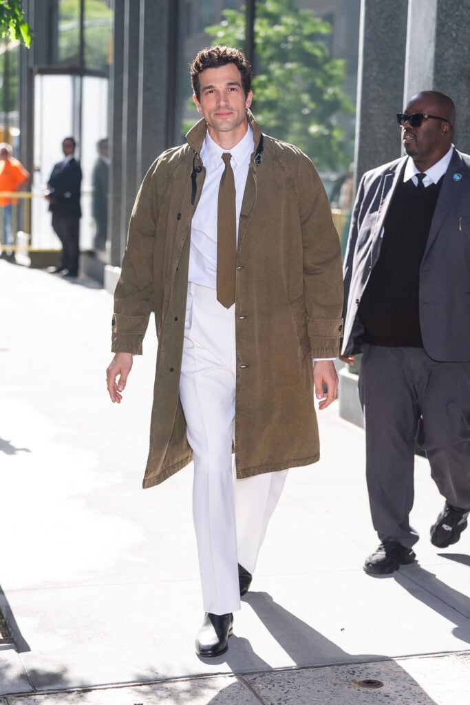 Paul Anthony Kelly wears Ferragamo at the Love Story Emmy FYC press junket.
