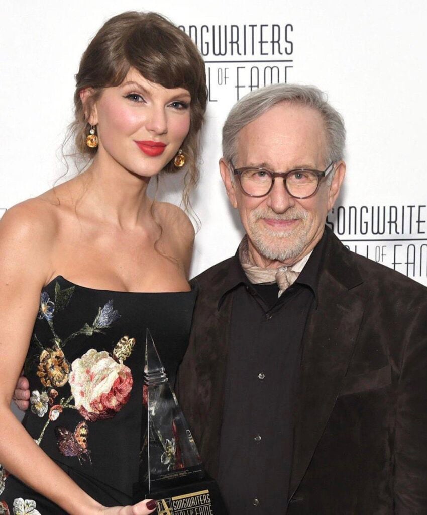 Taylor Swift showcases Mindi Mond earrings with an updo at the Songwriters Hall of Fame ceremony in New York