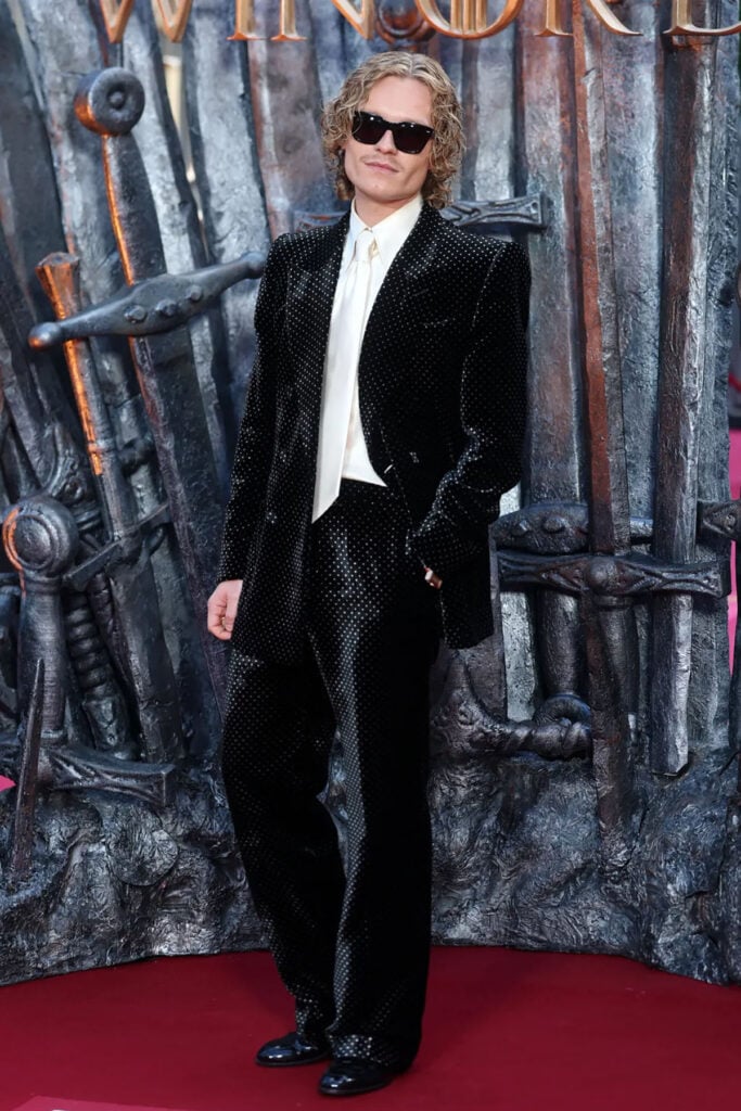 Tom Glynn-Carney wearing archival Gucci at the House of the Dragon Season 3 premiere in London