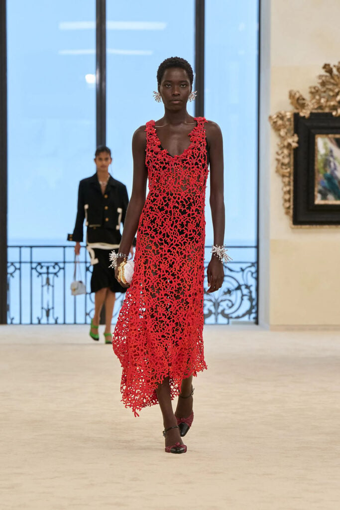 chanel embroidered dress Chanel Embroidered Silk Organza Black Orange Red Dress MILNY PARLON