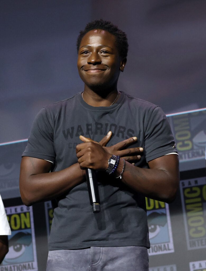 David Jonsson speaks onstage during the Marvel Studios Panel at 2026 San Diego Comic-Con