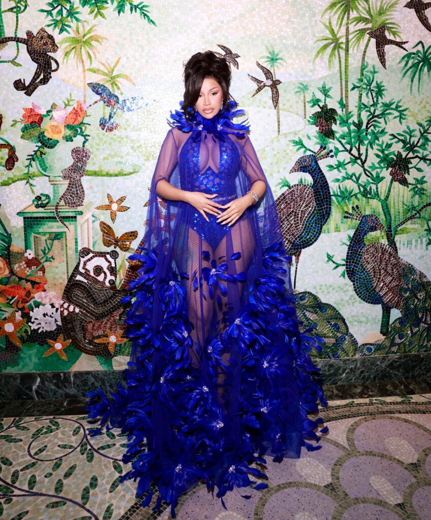 cardi b blue dress looked sleek and stylish in a simple when she was spotted outside her Paris hotel on Saturday. #CardiB Photos: Backgrid Cardi B's Grammy Dress &